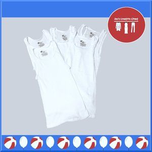 Boy's Hanes Set of 5 Fitted White Tank Tops